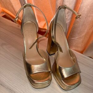 INC International Concepts Women's Gold Platform Heels